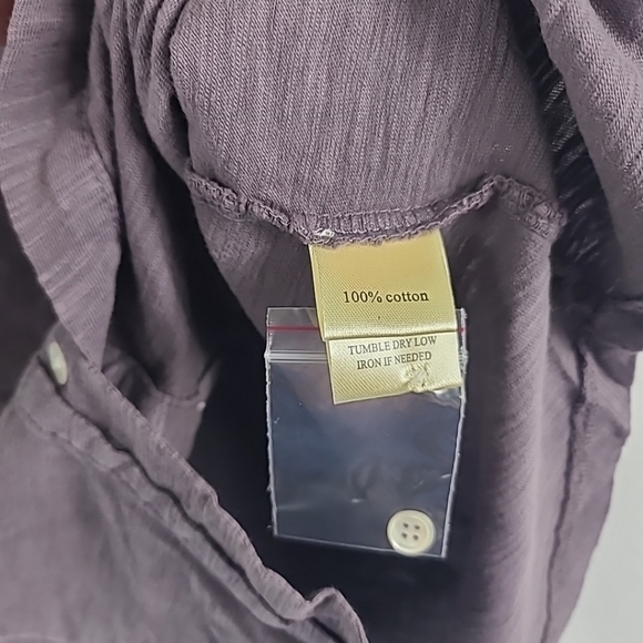 NWT Dylan Women's Short Roll Sleeve Button Down Shirt Purple Preppy Cottonsz XL - Picture 4 of 5